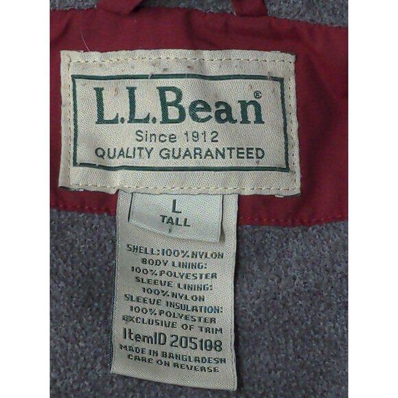 LL Bean Jacket Mens L Tall Burgundy Fleece Lined Warm Up Casual Outdoor Gorpcore - Picture 5 of 8